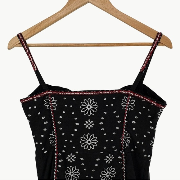 Veronica Beard Giuliana Beaded Embroidered Linen Mini Dress | Sz 6 | Black & Red - Picture 13 of 16